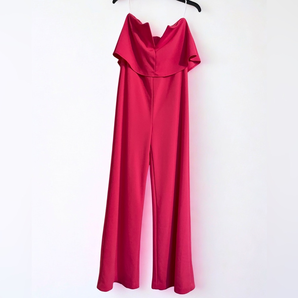 Lulu's Vibrant Pink Strapless Jumpsuit